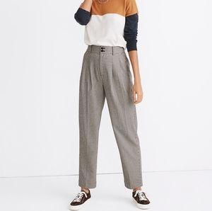 Madewell Pleated Taper Wide Leg Pants- Houndstooth